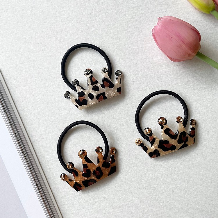 合金发饰 韩国进口GRAIN de BEAUTE时尚豹纹皇冠发圈发绳扎发皮筋