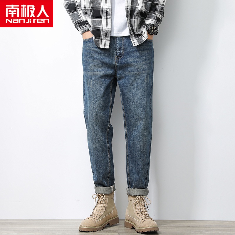 南极人2022春秋新款时尚牛仔裤潮流直筒宽松薄款潮牌复古休闲男裤