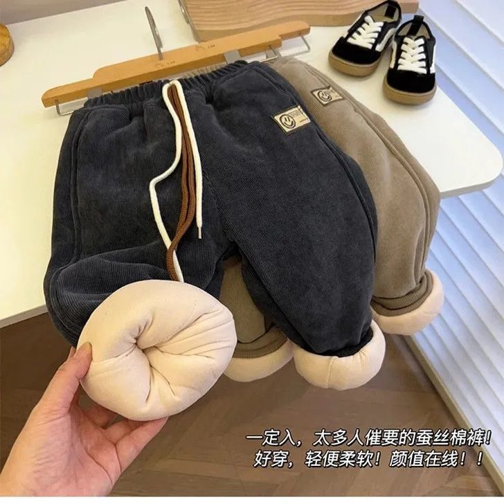 儿童裤子男童加绒加厚一条过冬年冬季新款宝宝裤中小童保暖裤