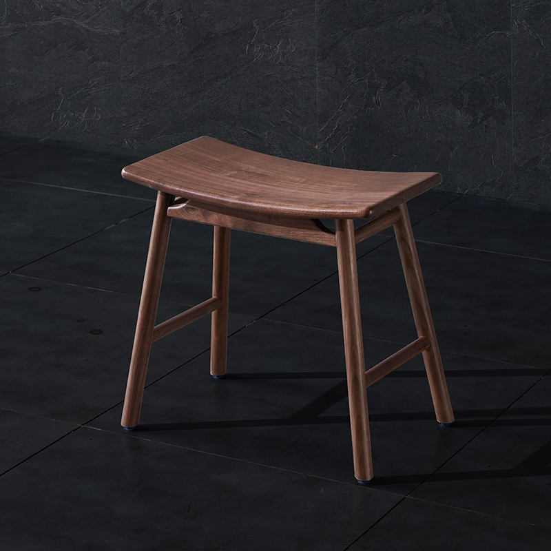 佳古轩茶凳新中式北美黑胡桃木马鞍凳家用入户换鞋凳实木榫卯