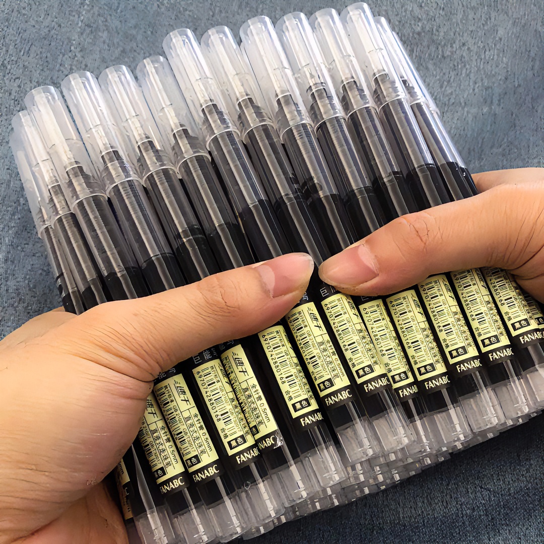 22支针管中性笔水笔直液式走珠笔速干大容量学生用0.5mm 黑色考试