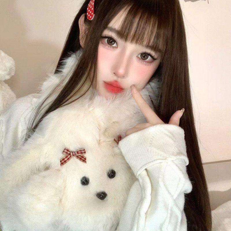 小狗毛绒围巾可爱保暖围脖冬季卡通软妹秋冬甜美围巾