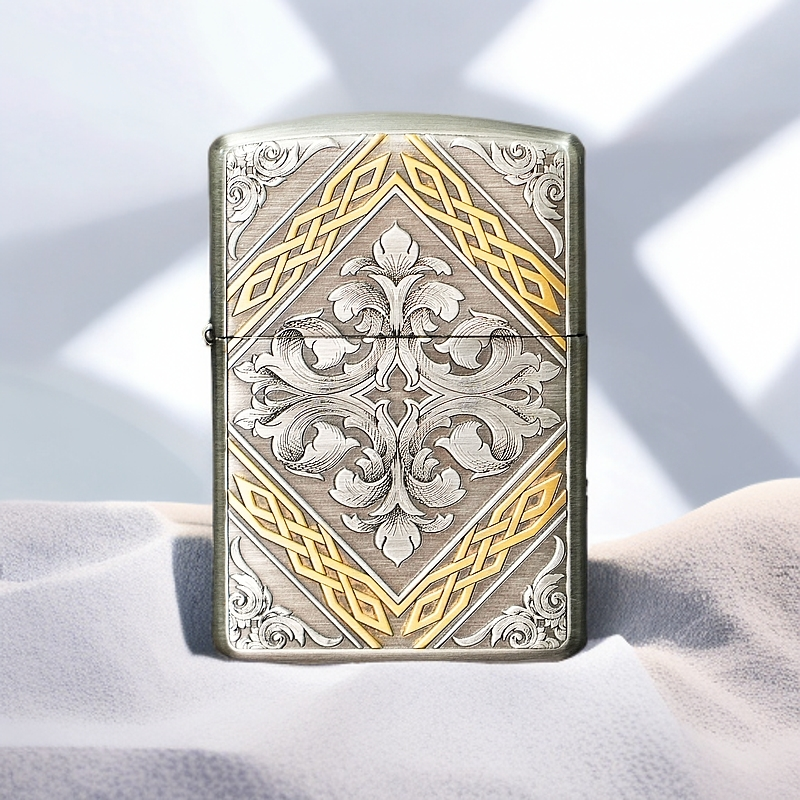 ZIPPO/之宝鎏金岁月盔甲官方正品打火机双面个性银色防风DYJ1
