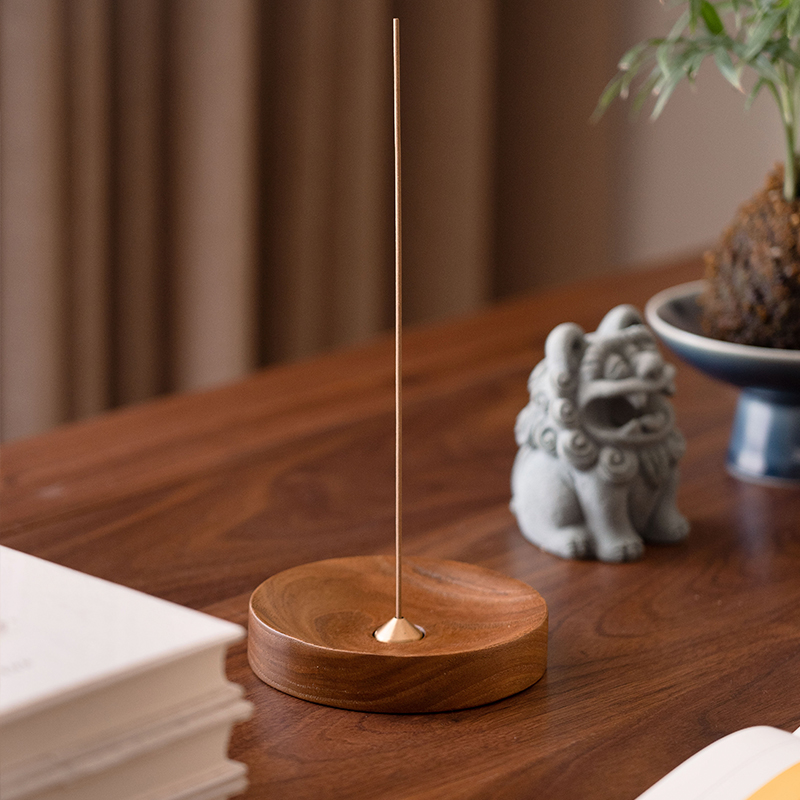 中式香插实木复古客厅创意木质线香香长古风简约禅意香炉底座