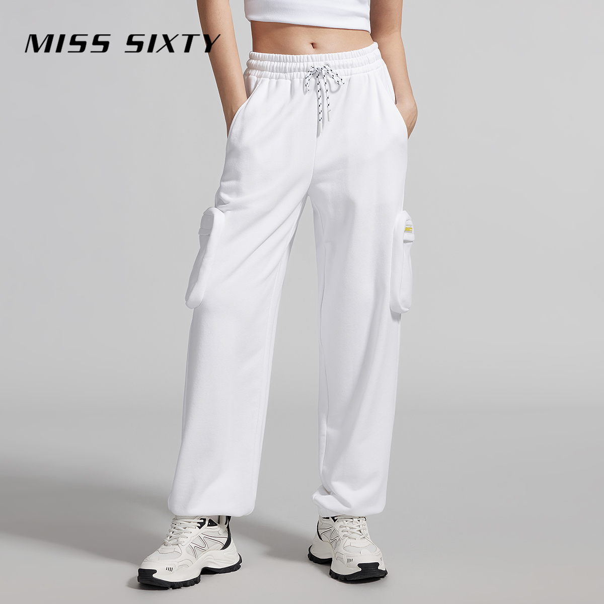 【小玉专属】MissSixty夏裤松紧高腰显瘦口袋运动风束脚裤7569