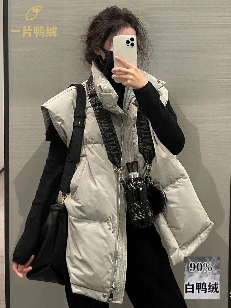 羽绒服2024秋冬新款羽绒马甲女学院风欧货洋气马夹背心网红坎肩上