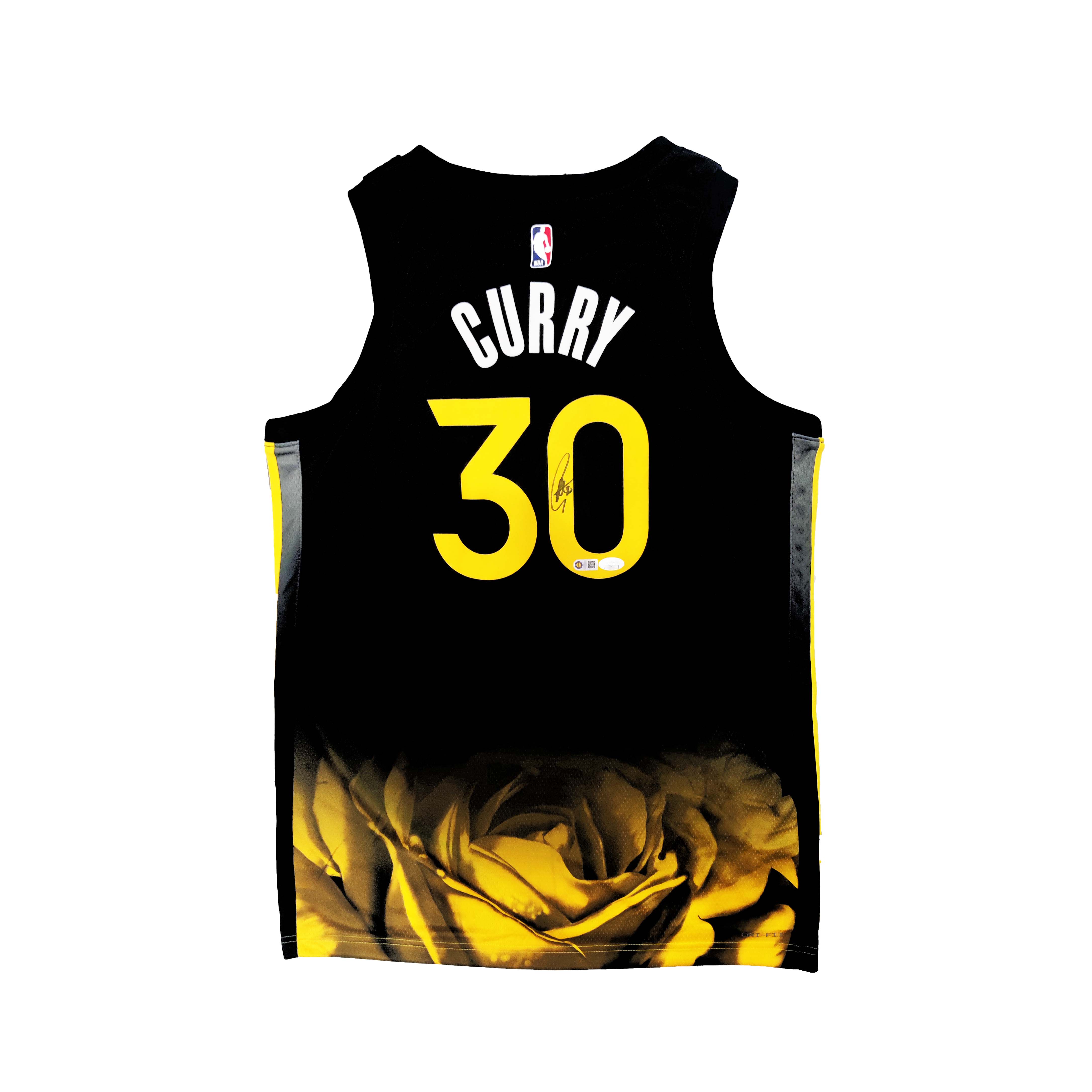 【臻荟签】NBA-亲签球衣 库里黑莲花城市版收藏 装裱 （含USA双证书）