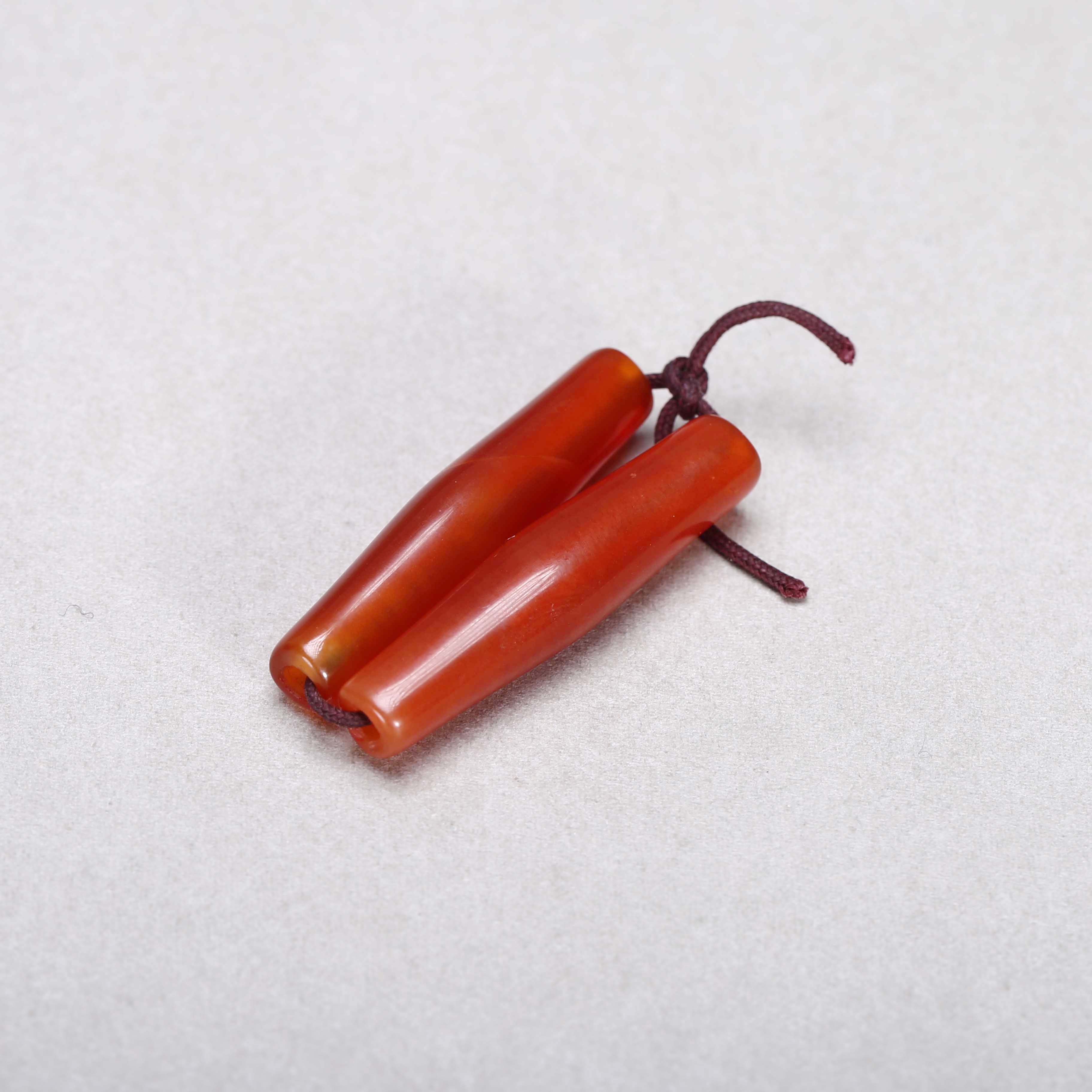 【济文阁】JFYG20112866清代 红玛瑙管珠一对