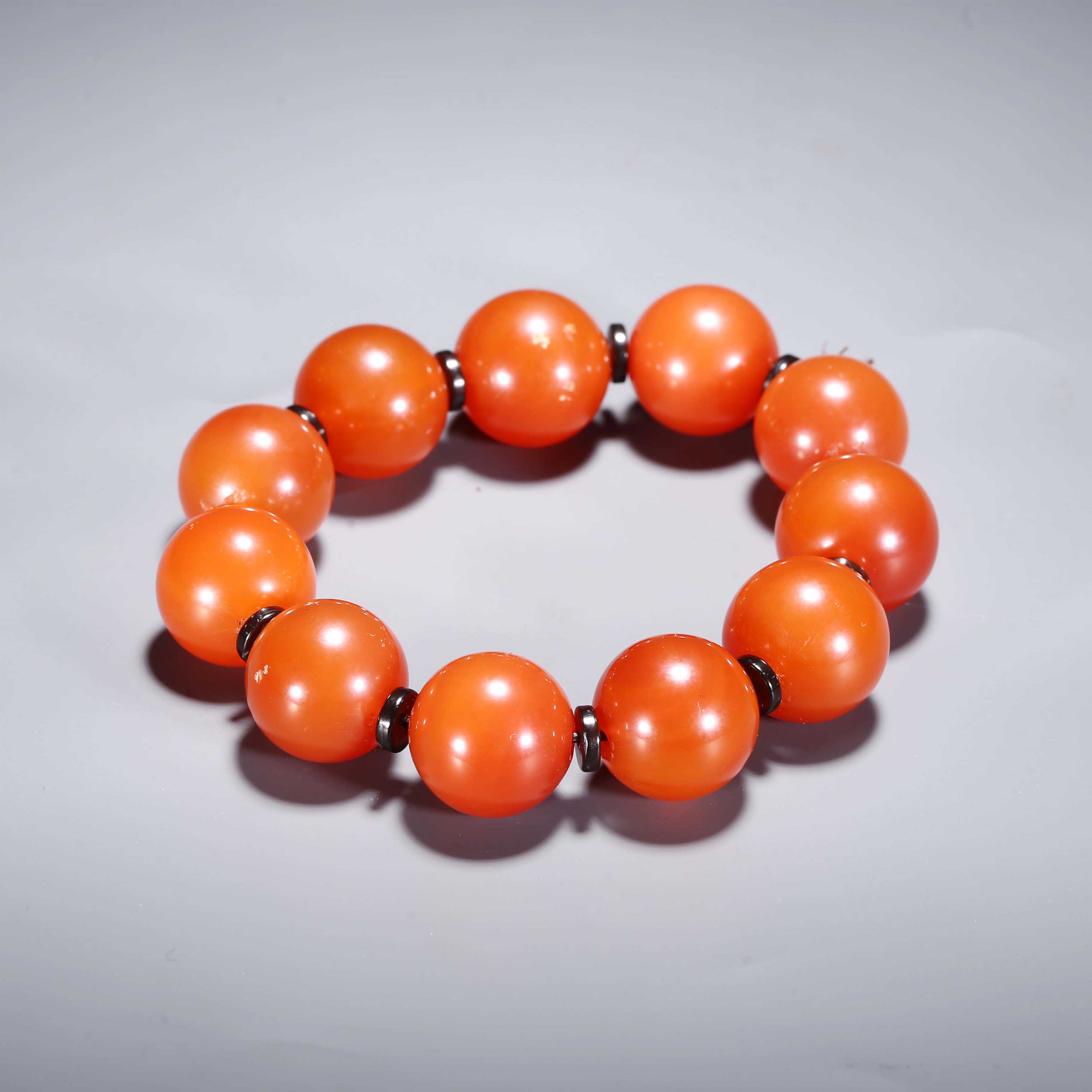 【济文阁】JWYS20120856民国 绛红糖化玛瑙手串