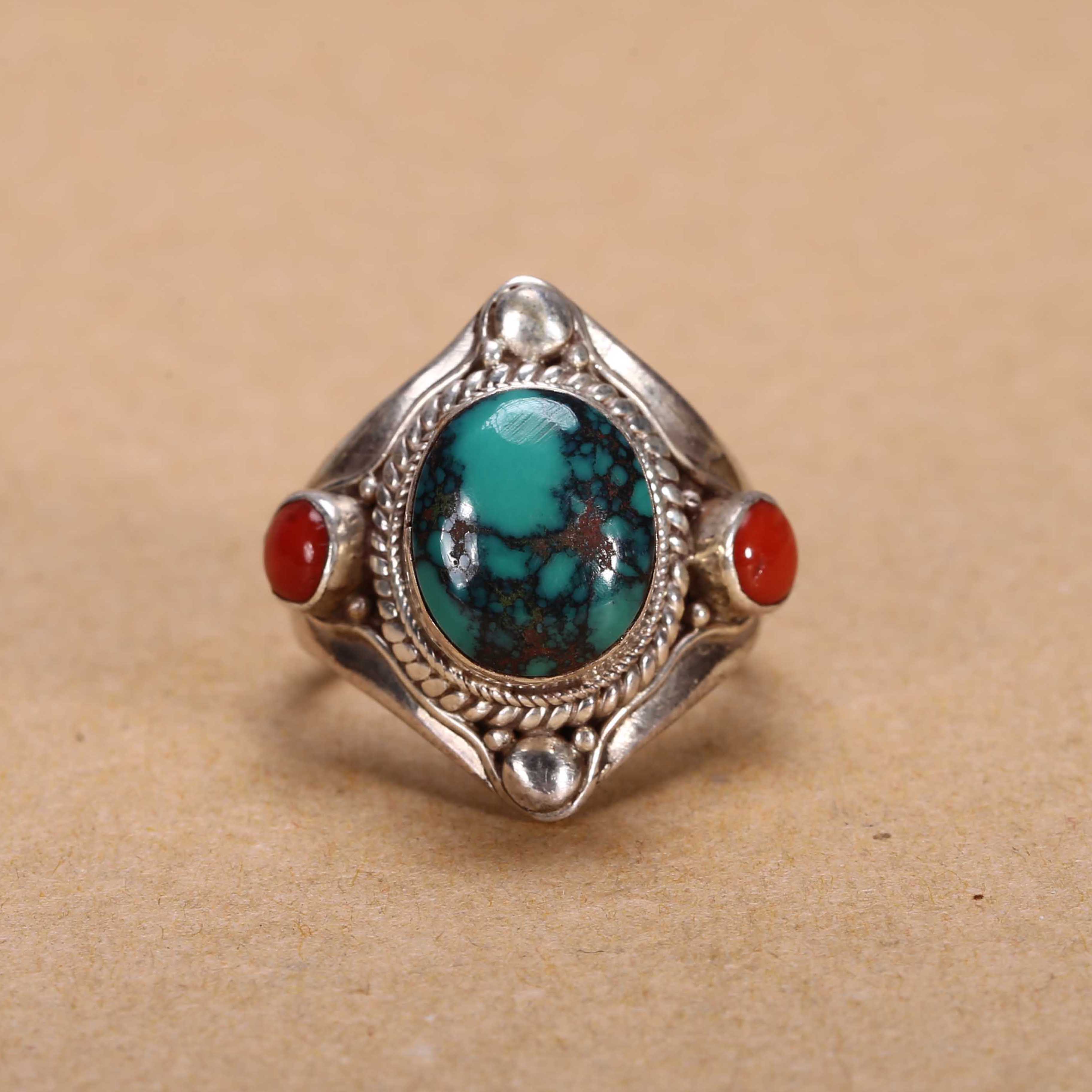 【济文阁】JZYM20101682民国  松石戒面戒指