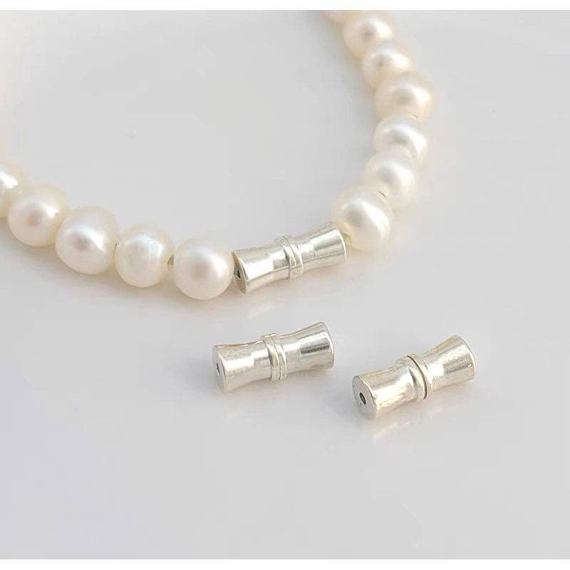 S925纯银螺纹扣手工串珍珠项链手链连接扣螺丝拧扣收尾扣饰品配件