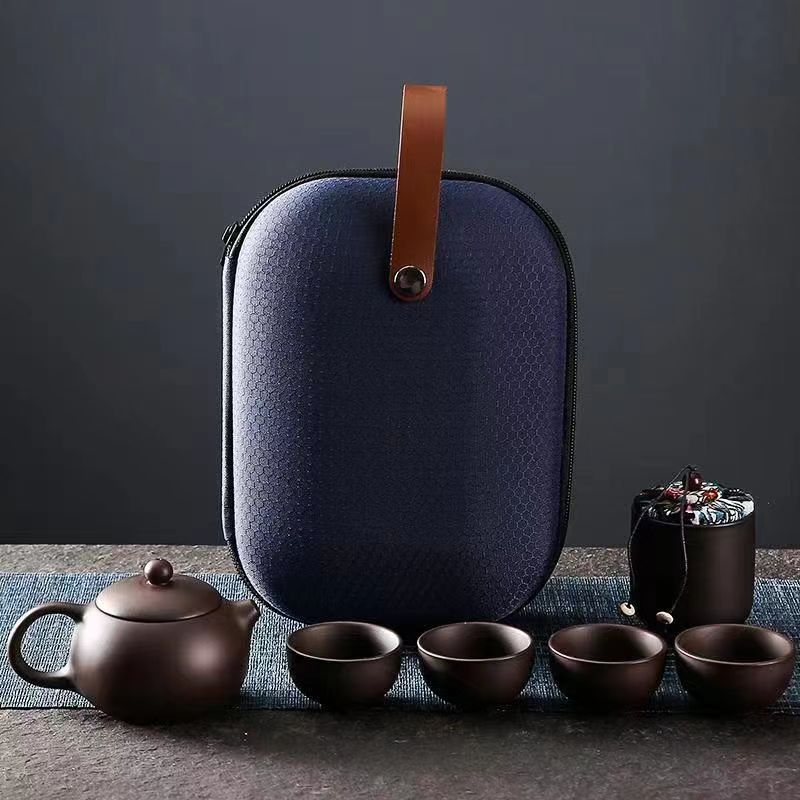 【闪购链接】紫砂陶瓷便携户外简约创意旅行快客杯便携式茶具套