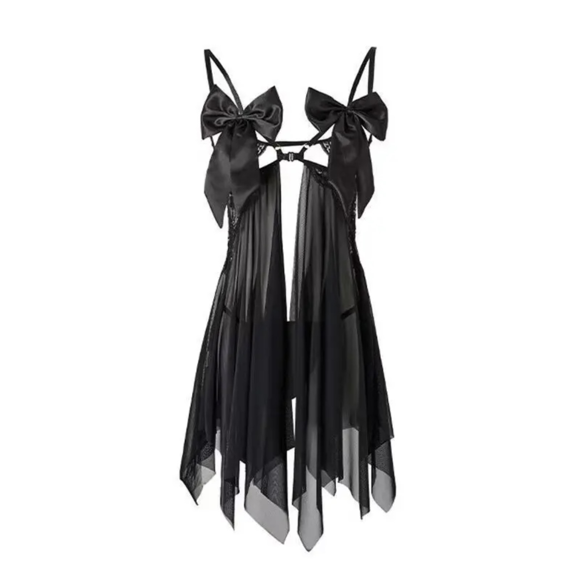 唯美法式蝴蝶结性感套装女可调节薄纱吊带纯欲风蕾丝女吊带套装