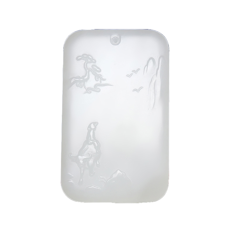 精品和田玉白玉《富贵山水》山水挂件8