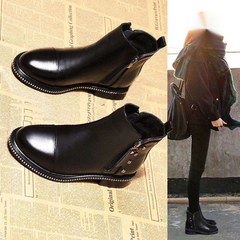 Mila臻选真软皮马丁靴女英伦风皮鞋女学生韩版靴子女春夏网红加