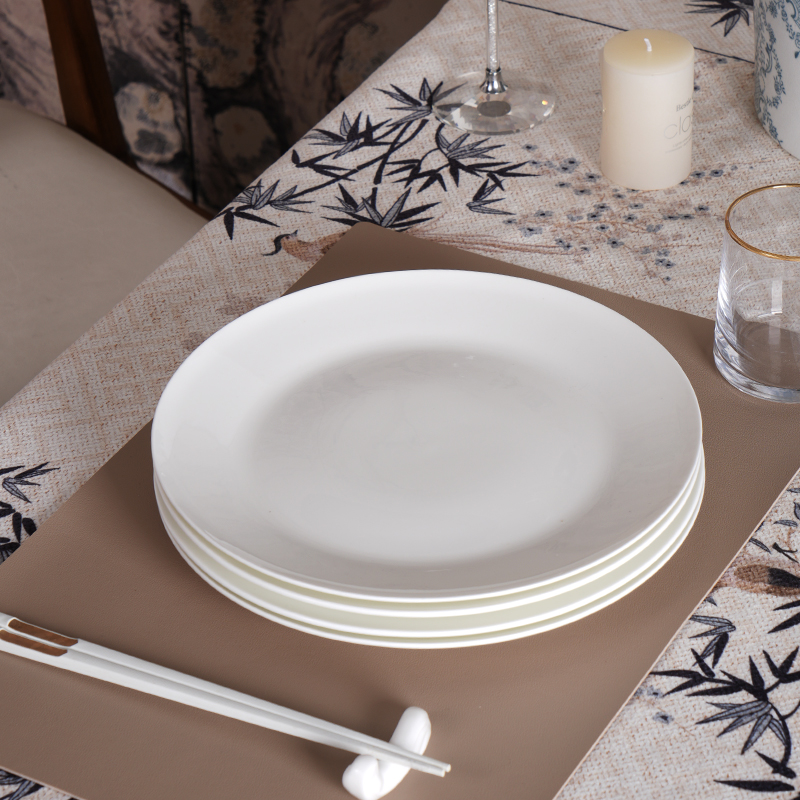 华光国瓷酒店家用简约陶瓷日式纯白西餐盘圆形排盘10寸平盘两只装