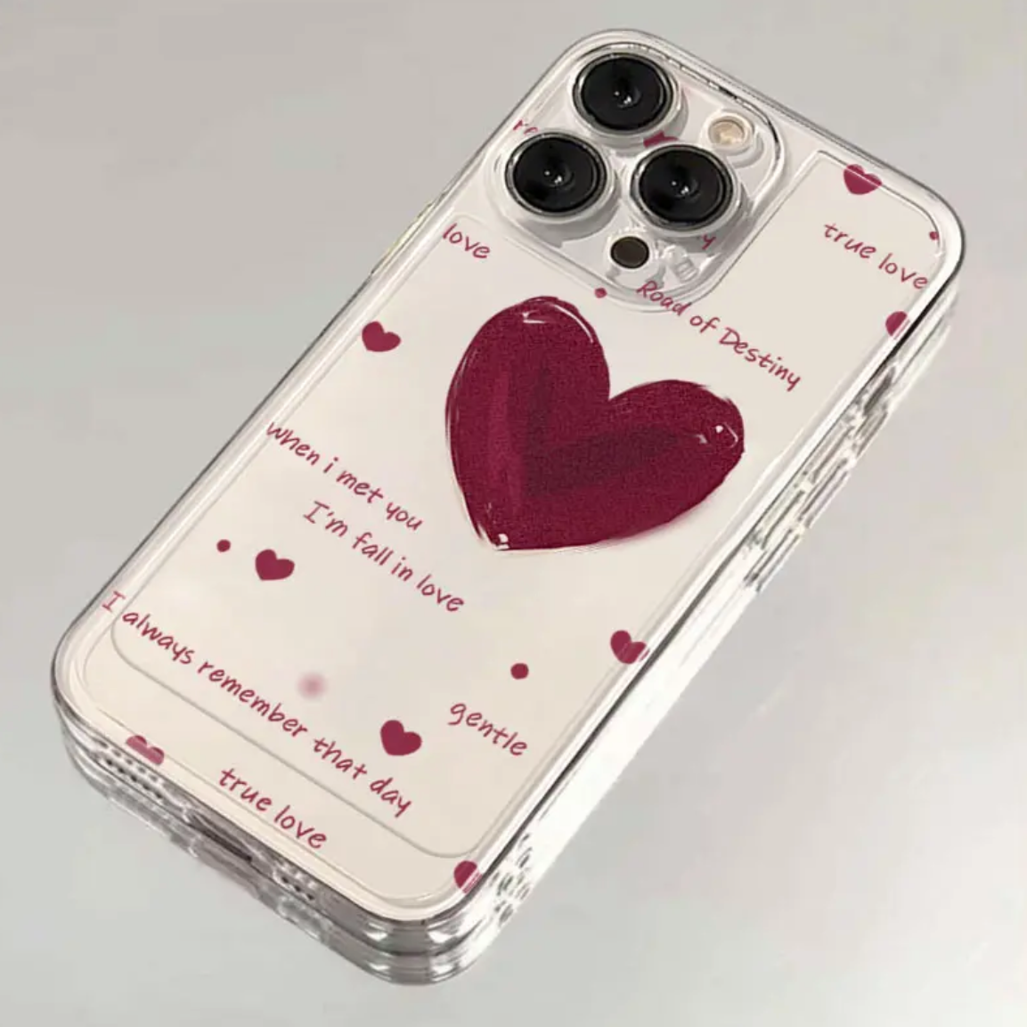 枣红爱心适用苹果小米oppovivo华为iPhone12手机壳/13/14/15/软XR