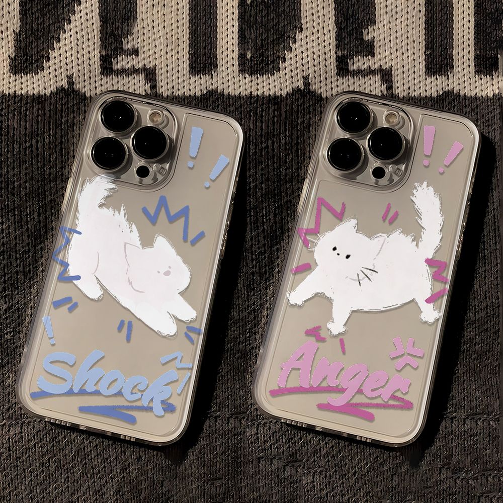 惊吓天使小猫适用苹果15pro情侣手机壳iPhone14 13透明xr