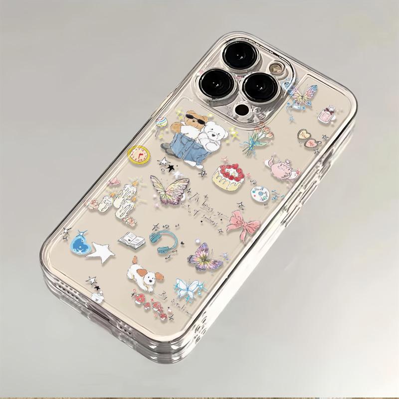 蝴蝶小熊适用苹果小米oppovivo华为iPhone12手机壳/13/14/15/软