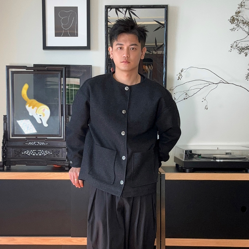 三重门礼韵*秋冬经典中式毛呢外套复古民国风格子大气休闲民国风