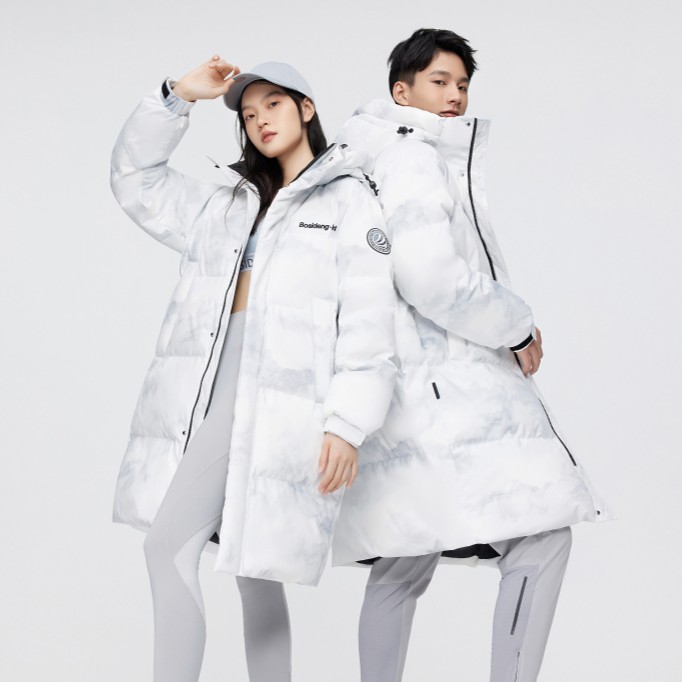 波司登休闲轻暖感时尚防寒加厚保暖中长款羽绒服情侣款