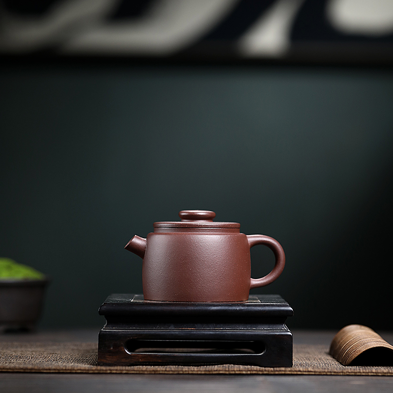 雪涓（巨轮珠）宜兴原矿紫砂紫泥240cc左右手工茶壶