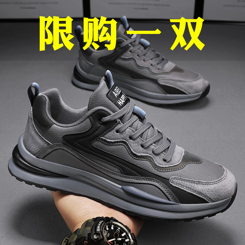 旺贝回力运动男鞋秋冬季加绒棉鞋2023新款皮面防水防滑休闲工作劳