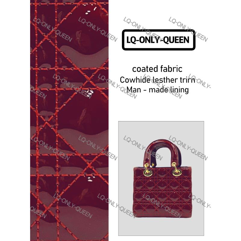 LQ-ONLY-QUEEN手工真皮女包手提亮面酒红色4格-TT