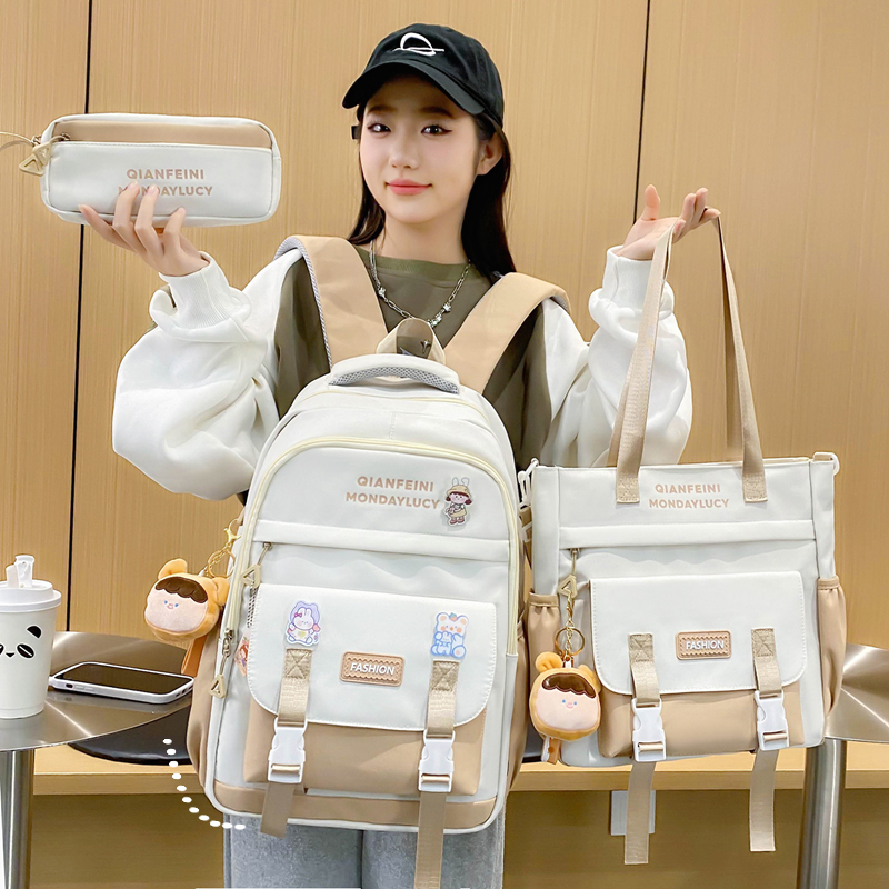 韩版书包女初中生高中生背包大容量2024新款小学生森系百搭双肩包