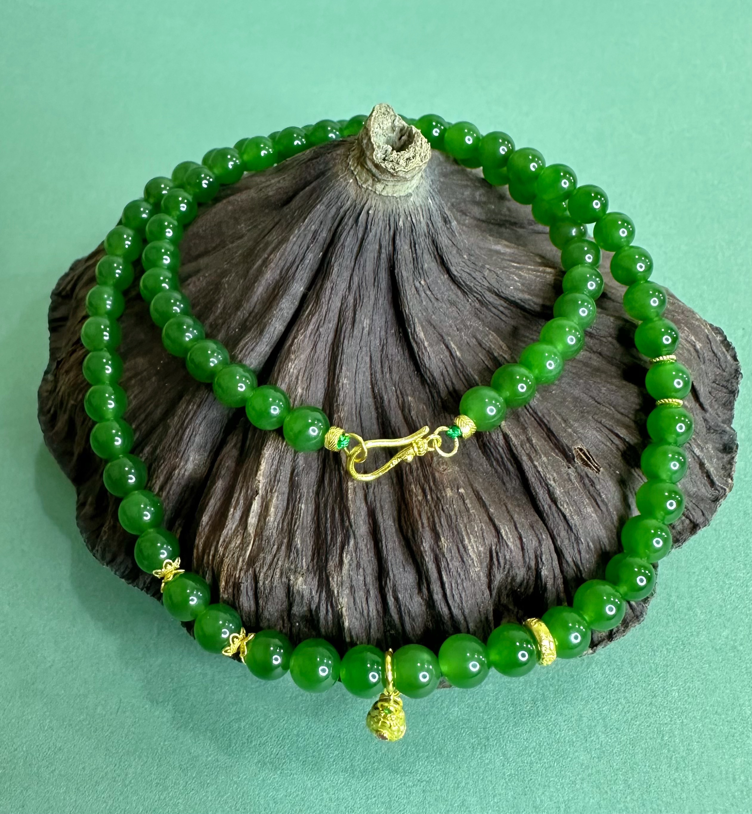 18K金镶碧玉项链