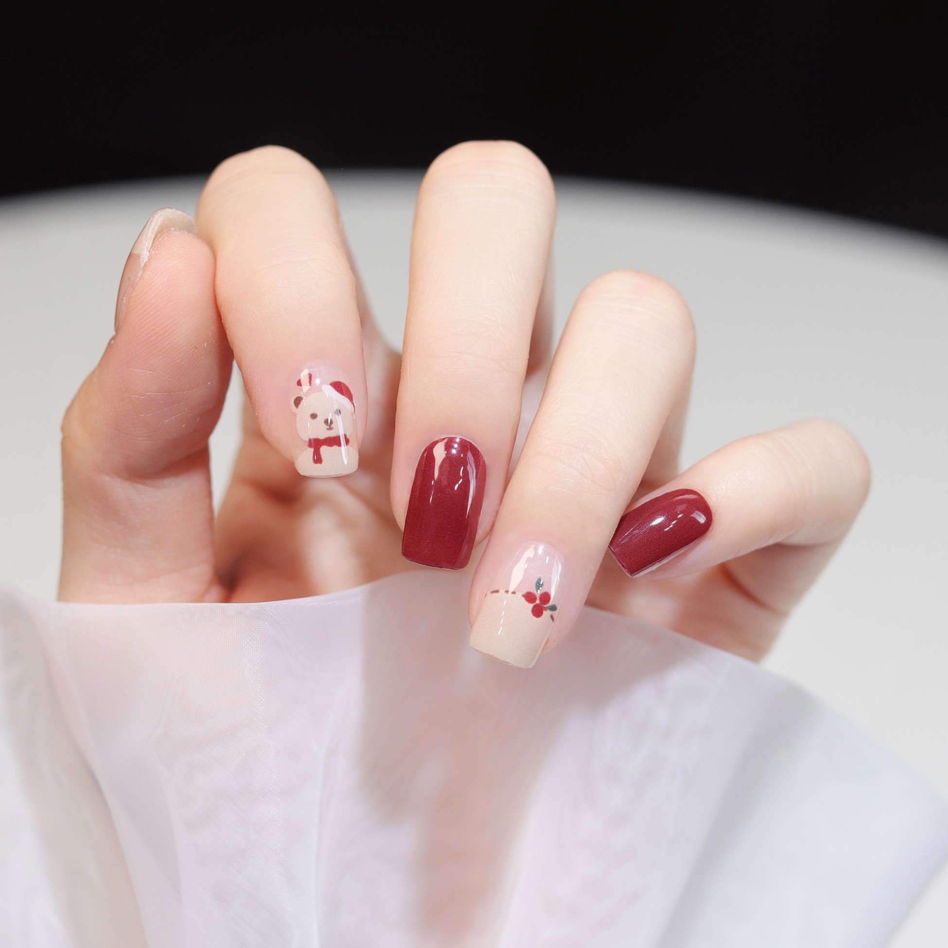 【XNT002圣诞熊熊】加固型UV半固化卡通凝胶甲贴照灯变硬牢固