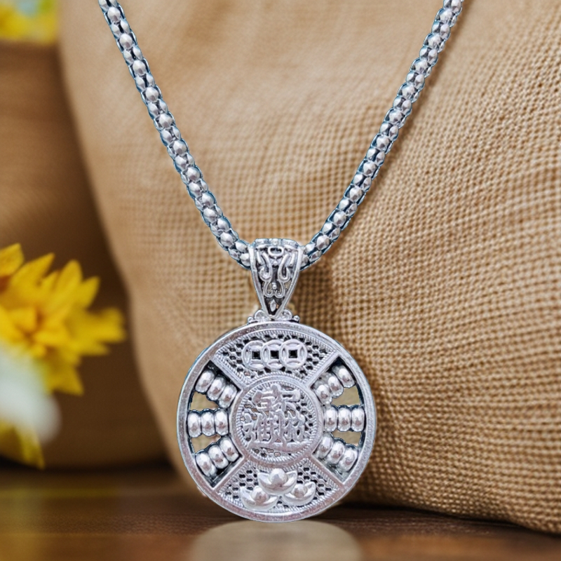 吊坠 16 复古圆算盘毛衣链 链子周长70厘米吊坠直径4厘米左右