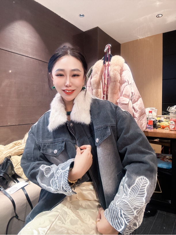 6760#《水貂羽绒》红人上新百搭宽松复古中式网红羽绒外套