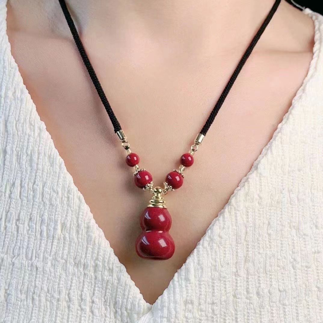 天然辰砂紫砂葫芦  高含量吊坠内装朱砂粉