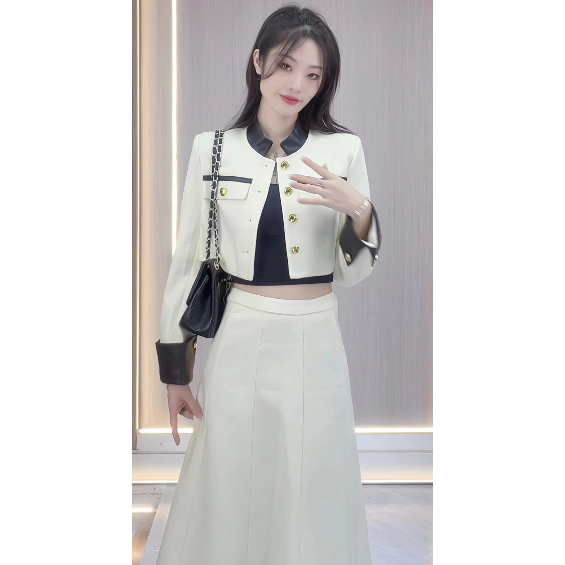 法式小香风套装女2023秋冬季新款高级设计感时尚气质贵族感两件套