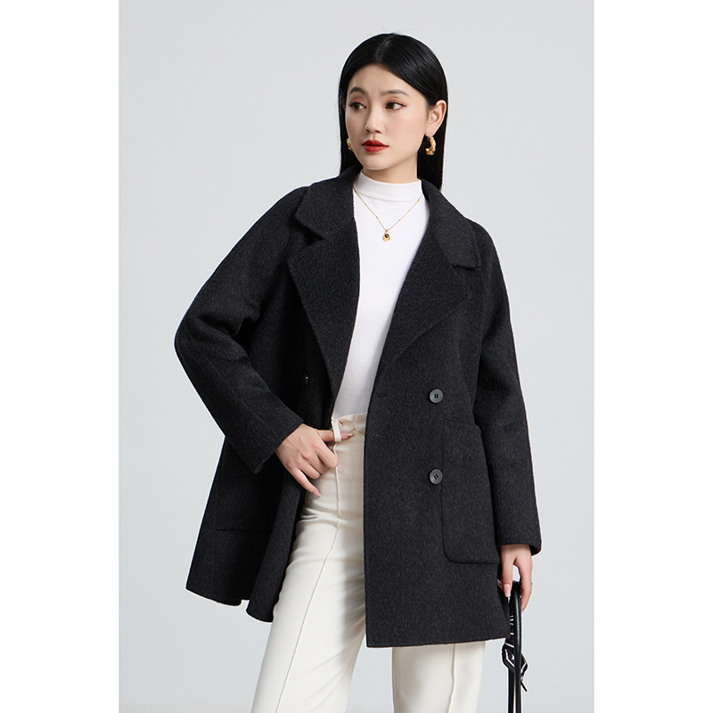 【香嘉怡新品】XJYD9190绵羊毛手工缝制短款外套大衣时尚百搭气质