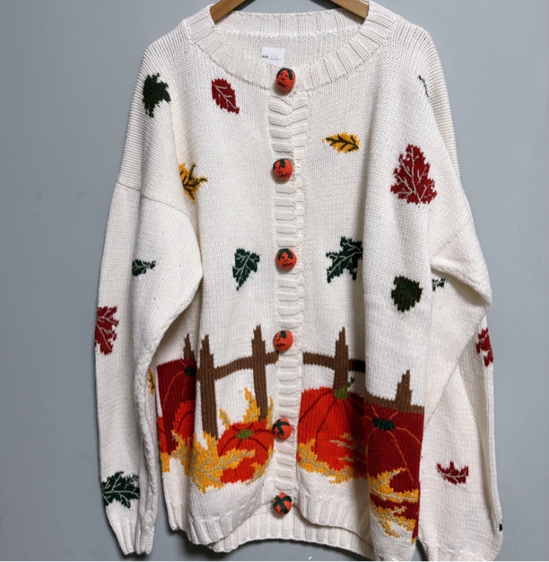 雯雯籽古着钩花刺绣套头毛衣针织百搭女士开衫默认瑕疵，NO退NO换