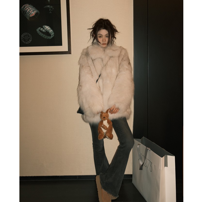 COCO皮草"神明少女"【年度神款】SAGA进口狐狸毛皮草女冬季保暖外套