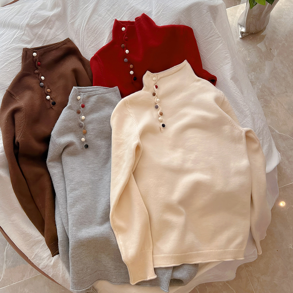 MIKA2024秋冬装新款中大女童软糯彩扣针织毛衣套头衫打底衫