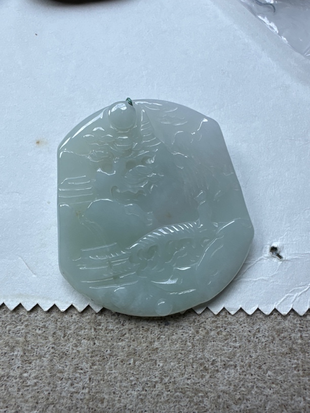 天然翡翠A货山水牌