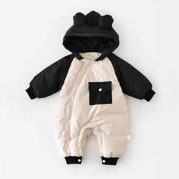 【卡菲丹】婴儿加绒连体衣冬季连帽保暖衣服洋气男女宝洋气