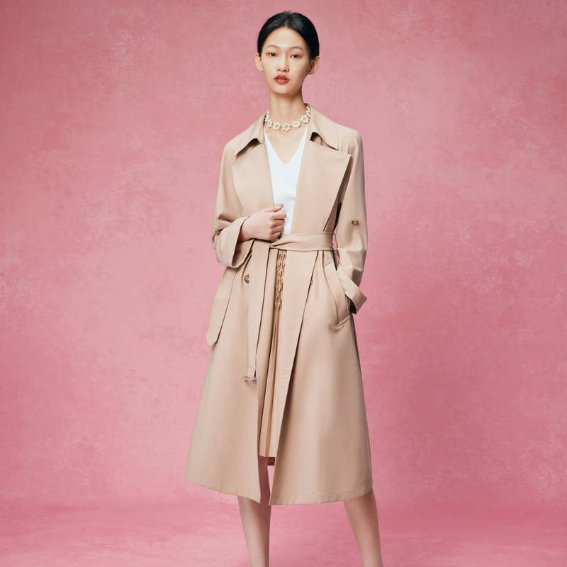 LIME/莱茵【肆意都市】秋季中长款梭织风衣深米色LMEC7BWBY801