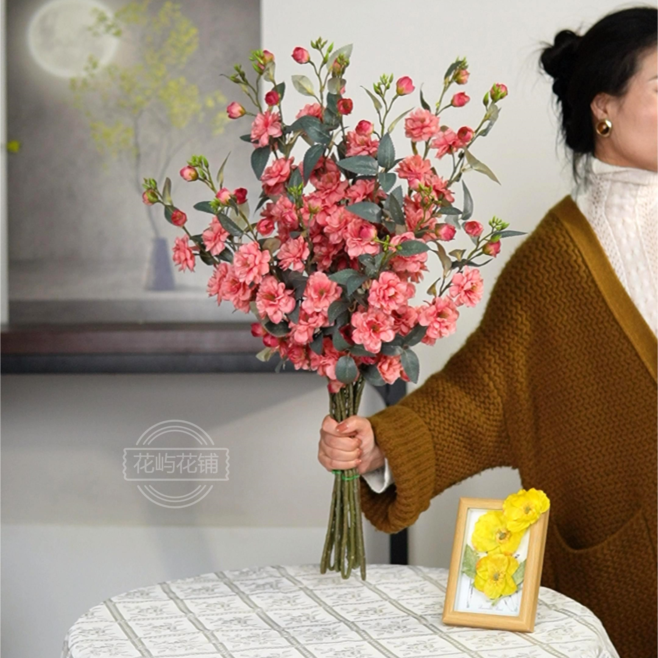 山茶花补拍链接仿真花绢花婚庆摆件田园假花家居装饰家居桌花摆放