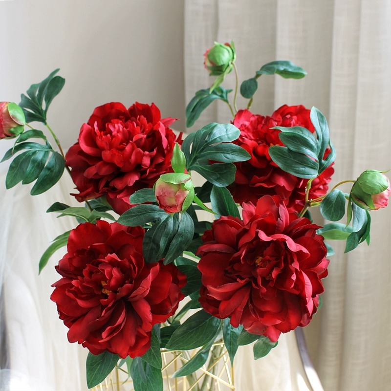 牡丹仿真花假花摆设花艺花束摆件客厅餐桌装饰绢花干花插花塑料花