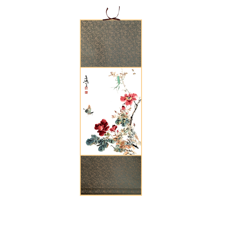 四尺六开迷你挂轴全绫手工空白卷轴书法国画创作成品轴免装裱