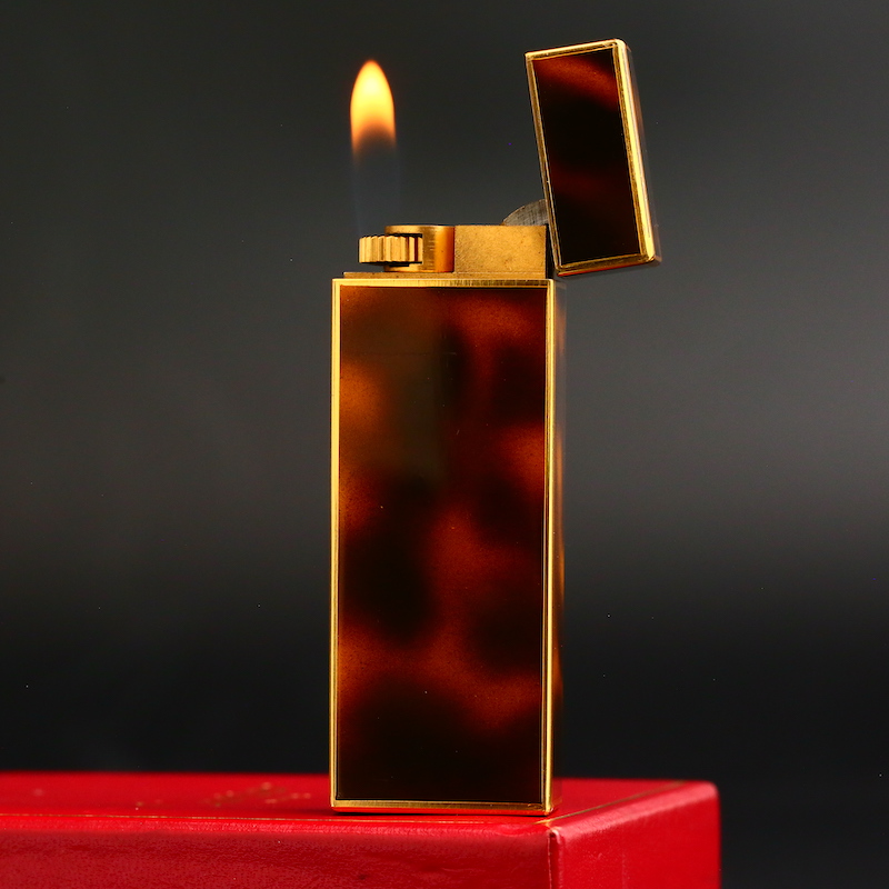 C家充气打火机棕色豹纹七宝烧长款五角男士经典高端复古烟具收藏