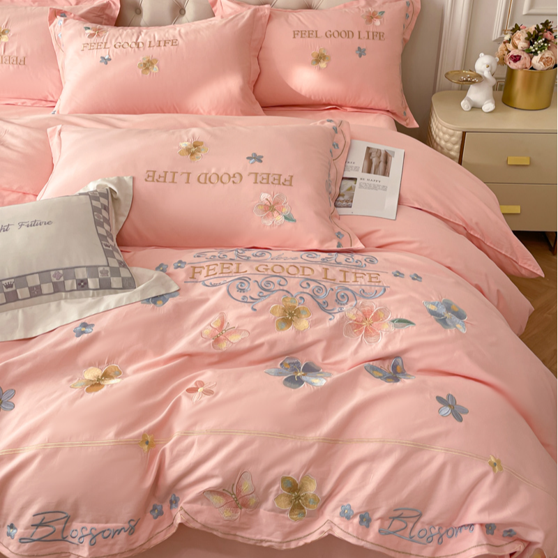 轻奢高档刺绣四件套简约被套被罩床单简约床上用品