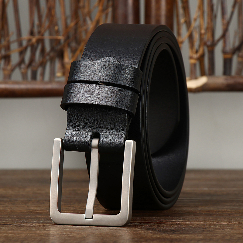 纯钛扣头商务透染头层牛皮真皮皮带男腰带潮流ins西裤休闲牛仔裤