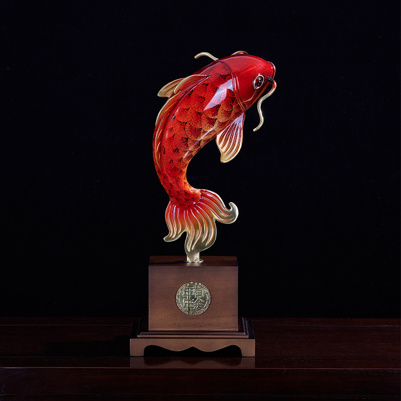 【年年有鱼】黄铜金龙鱼摆件年年有余铜摆件客厅办公室乔迁开业礼品