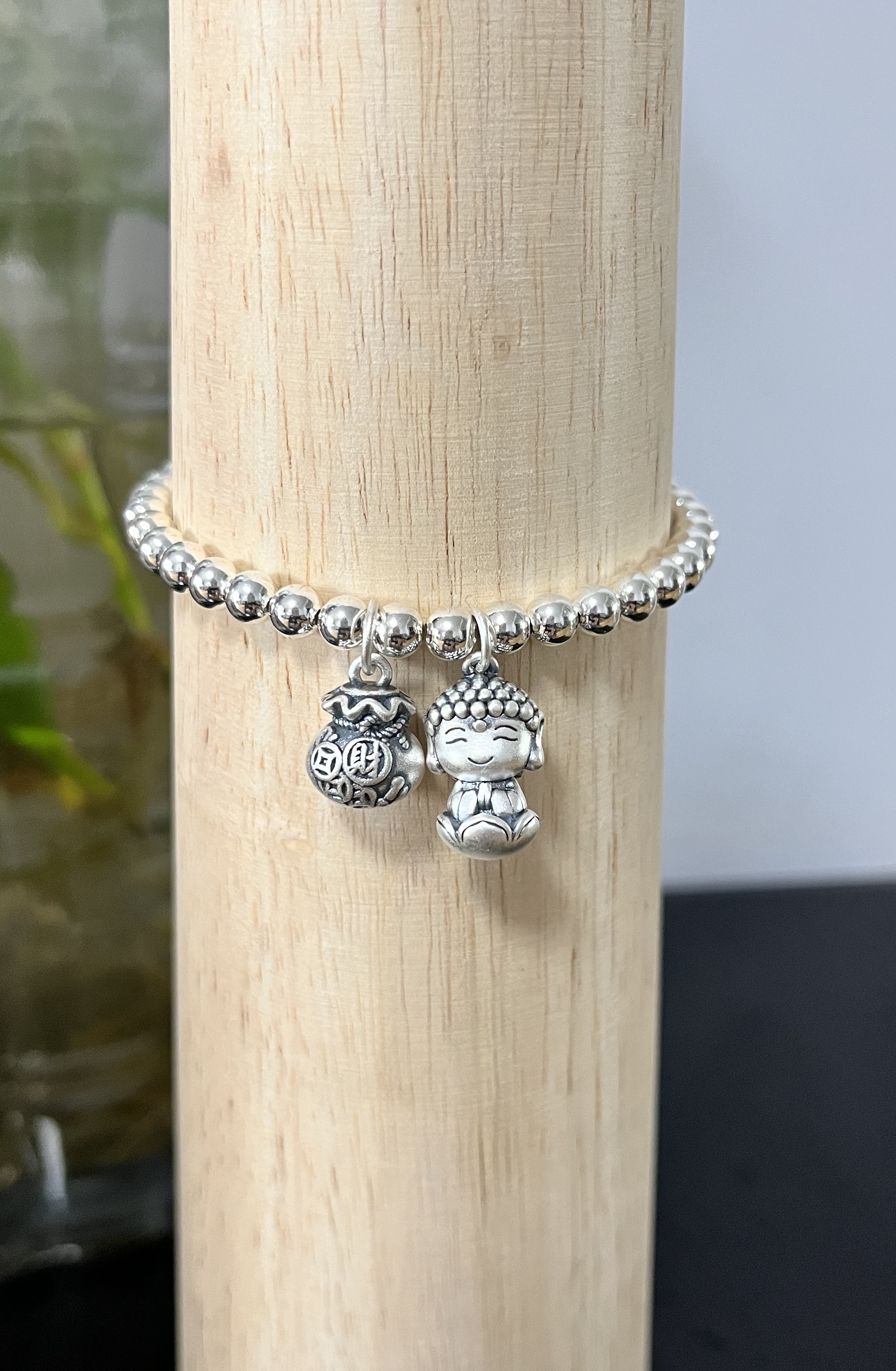 足银手链 【如意】足银弹力光珠串珠手链百搭设计感手工手串送女友